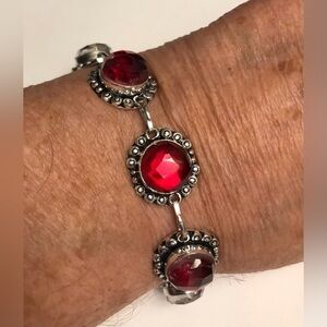 Garnet 925 Sterling Silver Bracelet